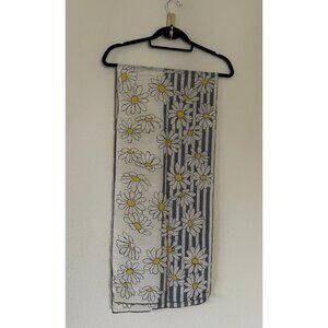 Echo‎ Paisley Floral Gray and Yellow Silk Long Scarf Bohemian Preppy